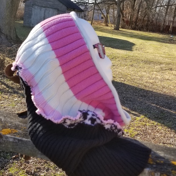 Snood Infinity Scarf Pink Black Upcycled - Picture 4 of 5